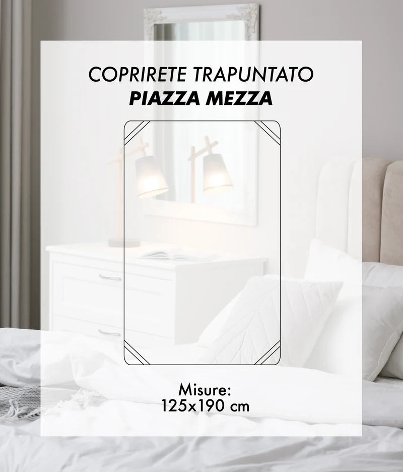 Coprirete Trapuntato Imbottito 190 g con Laccetti Traspirante Antiacaro Il Gruppone