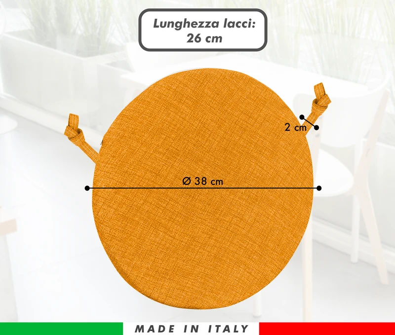 Cuscini Rotondi per Sedie Ø40 cm Imbottiti e Sfoderabili con Lacci Made in Italy Il Gruppone