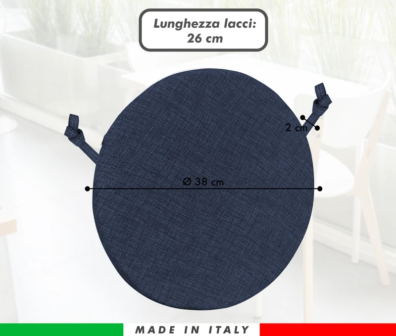Cuscini Rotondi per Sedie Ø40 cm Imbottiti e Sfoderabili con Lacci Made in Italy Il Gruppone