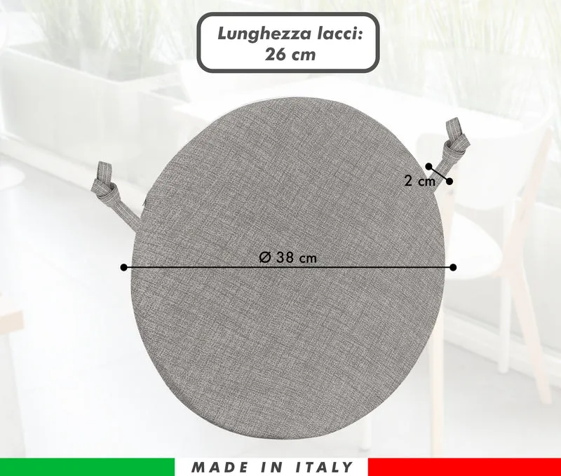 Cuscini Rotondi per Sedie Ø40 cm Imbottiti e Sfoderabili con Lacci Made in Italy Il Gruppone