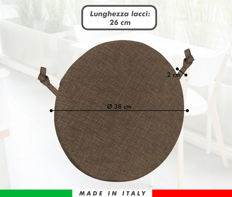 Cuscini Rotondi per Sedie Ø40 cm Imbottiti e Sfoderabili con Lacci Made in Italy Il Gruppone