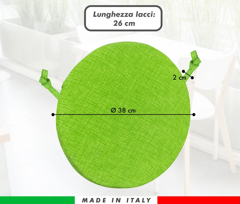 Cuscini Rotondi per Sedie Ø40 cm Imbottiti e Sfoderabili con Lacci Made in Italy Il Gruppone