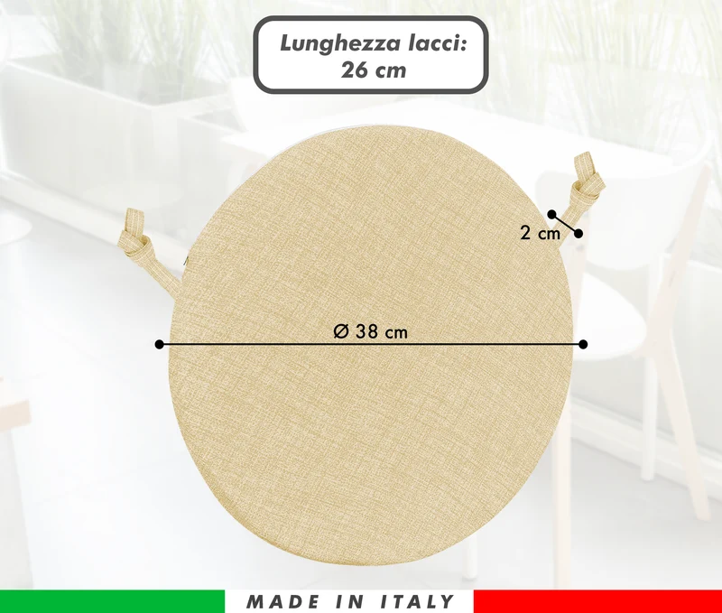 Cuscini Rotondi per Sedie Ø40 cm Imbottiti e Sfoderabili con Lacci Made in Italy Il Gruppone