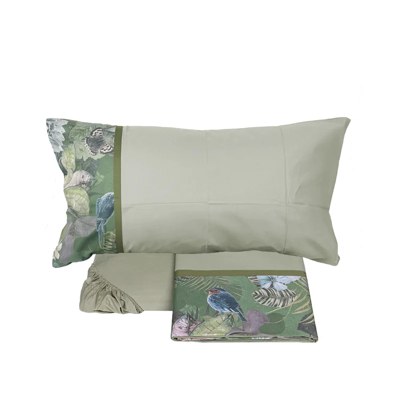 Completo Lenzuola in Flanella di Cotone Fantasia Floreale - Protea