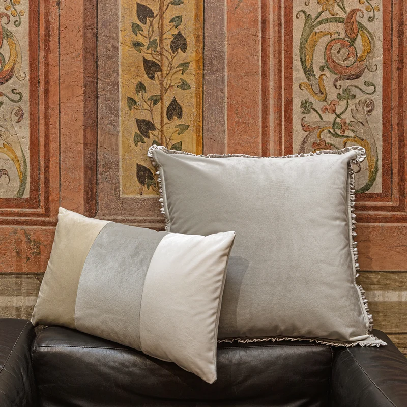 Cuscino in Velluto con Tecnica Patchwork Rettangolare - Arcimboldi Patchwork