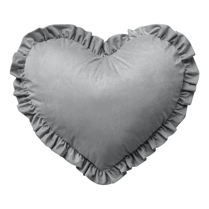 Cuscino Cuore Decorativo in Velluto con Bordo Frill Sfoderabile 45x45 cm Il Gruppone
