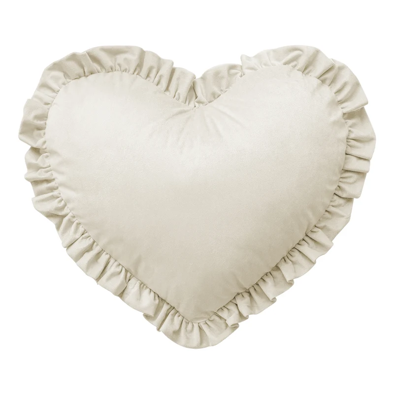 Cuscino Cuore Decorativo in Velluto con Bordo Frill Sfoderabile 45x45 cm Il Gruppone