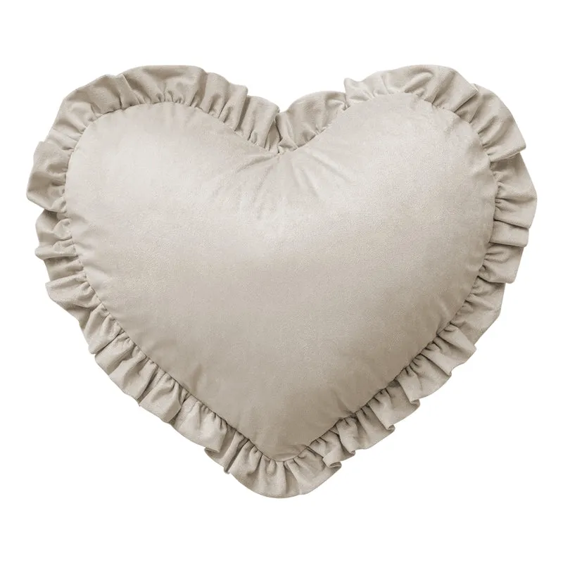 Cuscino Cuore Decorativo in Velluto con Bordo Frill Sfoderabile 45x45 cm Il Gruppone