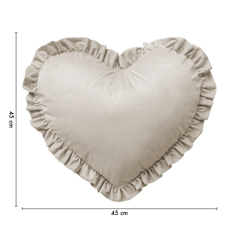 Cuscino Cuore Decorativo in Velluto con Bordo Frill Sfoderabile 45x45 cm Il Gruppone