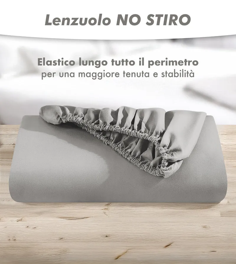 Lenzuolo Sotto No Stiro Tinta Unita Effetto Raso con Angoli Elasticizzati per Materassi fino a 27 cm Il Gruppone