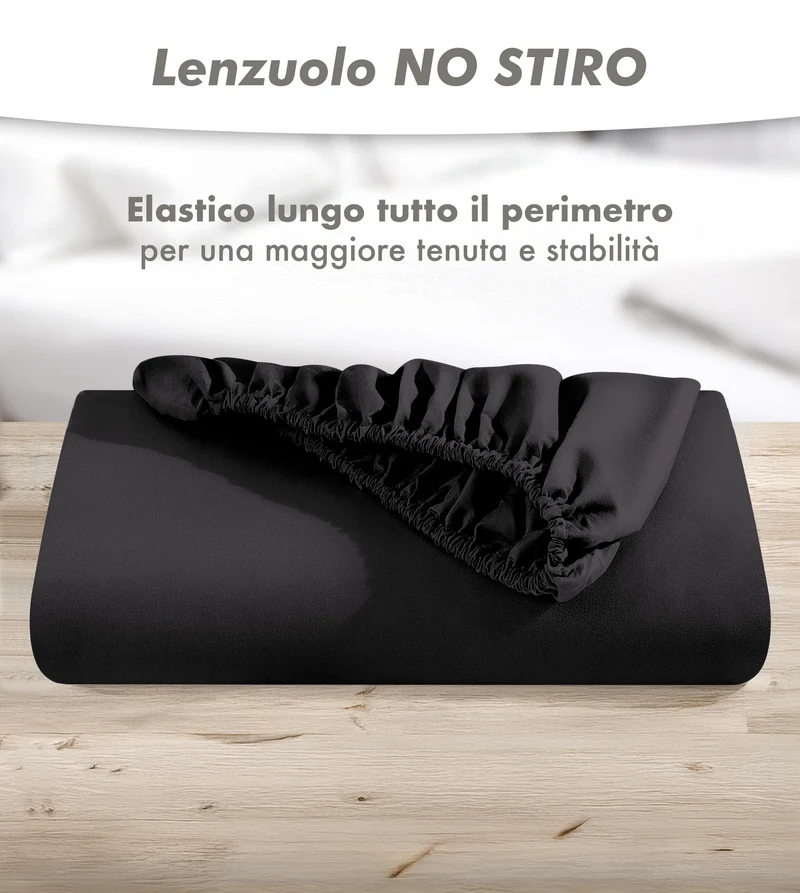 Lenzuolo Sotto No Stiro Tinta Unita Effetto Raso con Angoli Elasticizzati per Materassi fino a 27 cm Il Gruppone