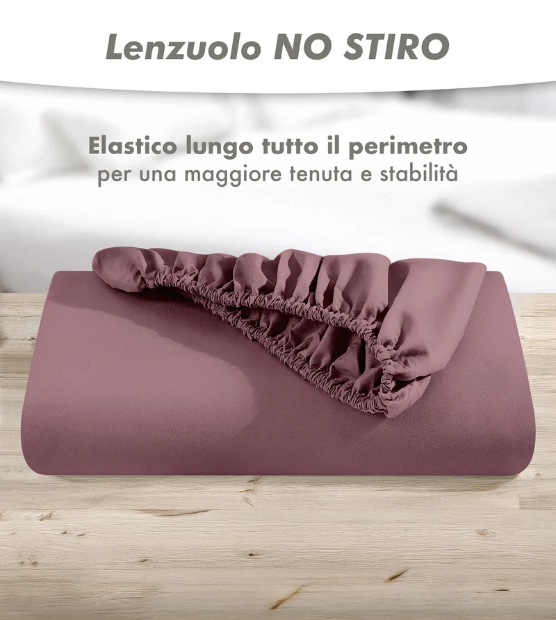 Lenzuolo Sotto No Stiro Tinta Unita Effetto Raso con Angoli Elasticizzati per Materassi fino a 27 cm Il Gruppone