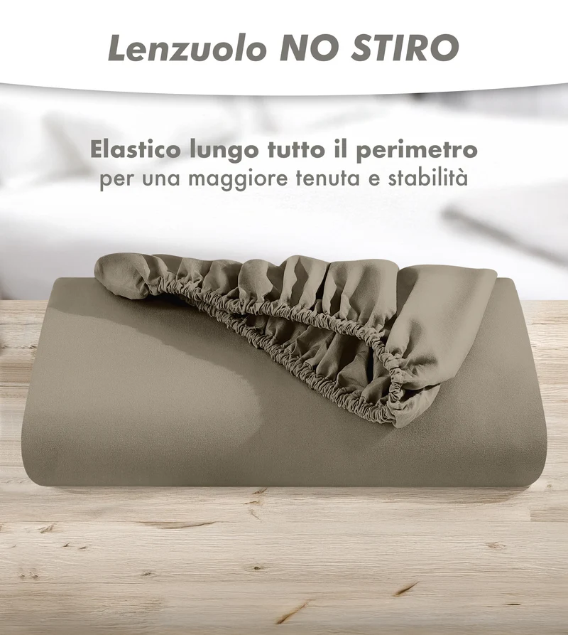 Lenzuolo Sotto No Stiro Tinta Unita Effetto Raso con Angoli Elasticizzati per Materassi fino a 27 cm Il Gruppone