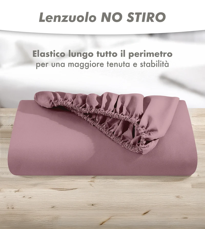 Lenzuolo Sotto No Stiro Tinta Unita Effetto Raso con Angoli Elasticizzati per Materassi fino a 27 cm Il Gruppone