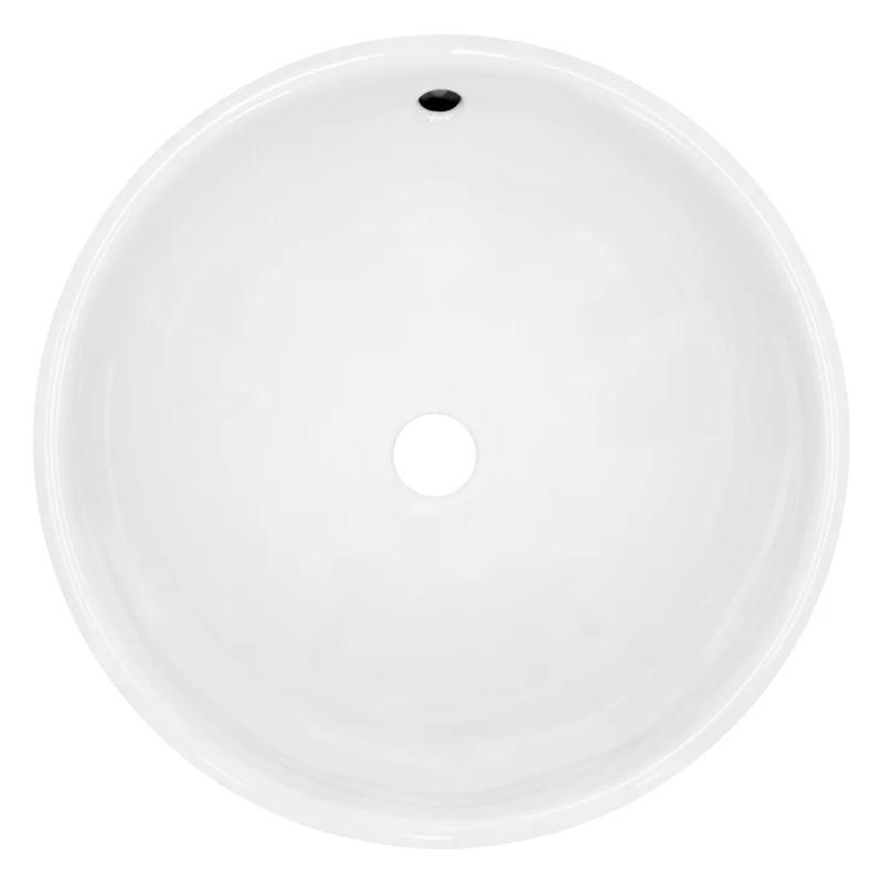 Waschbecken inkl. Ablaufgarnitur Slber mit Überlauf Ø 42x17 cm Weiß aus Keramik LuxeBath