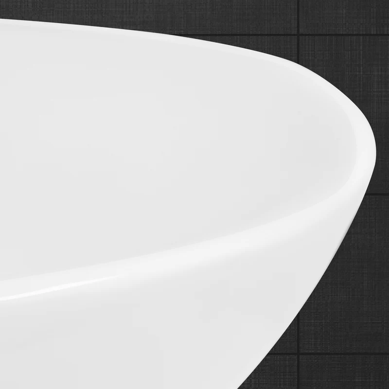 Waschbecken Rund Ø 420 x 170 mm Weiß inkl. Überlauf aus Keramik LuxeBath