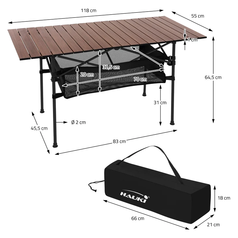 Camping Set 3-teilig mit Klapptisch Braun und 2 Campingstühlen Schwarz HAUKI