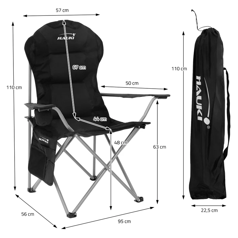 Camping Set 3-teilig mit Klapptisch Beige und 2 Campingstühlen Schwarz HAUKI