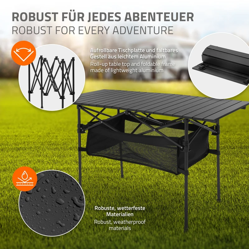 Camping Set 3-teilig mit Klapptisch und 2 Campingstühlen Schwarz HAUKI