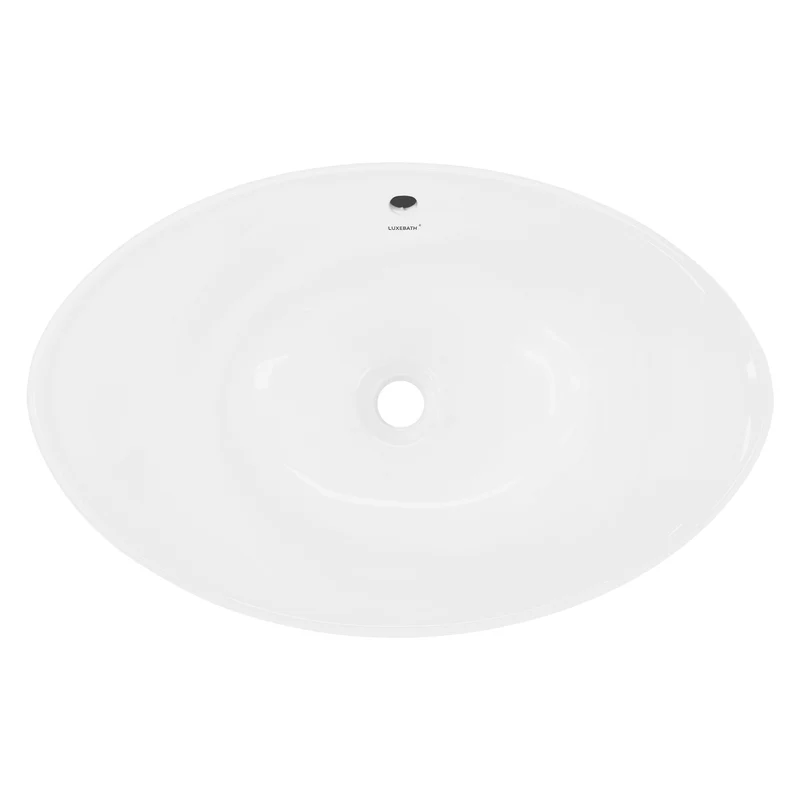 Waschbecken Oval mit Überlauf 590x390x200 mm Weiß aus Keramik LuxeBath