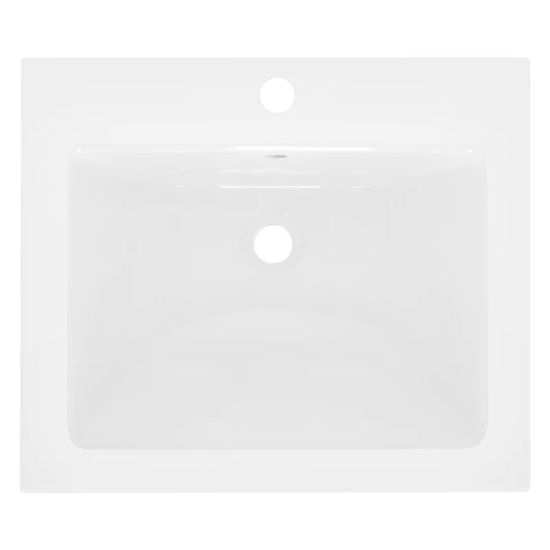 Waschbecken Eckig mit Überlauf 52,5x45x21 cm Weiß aus Keramik LuxeBath