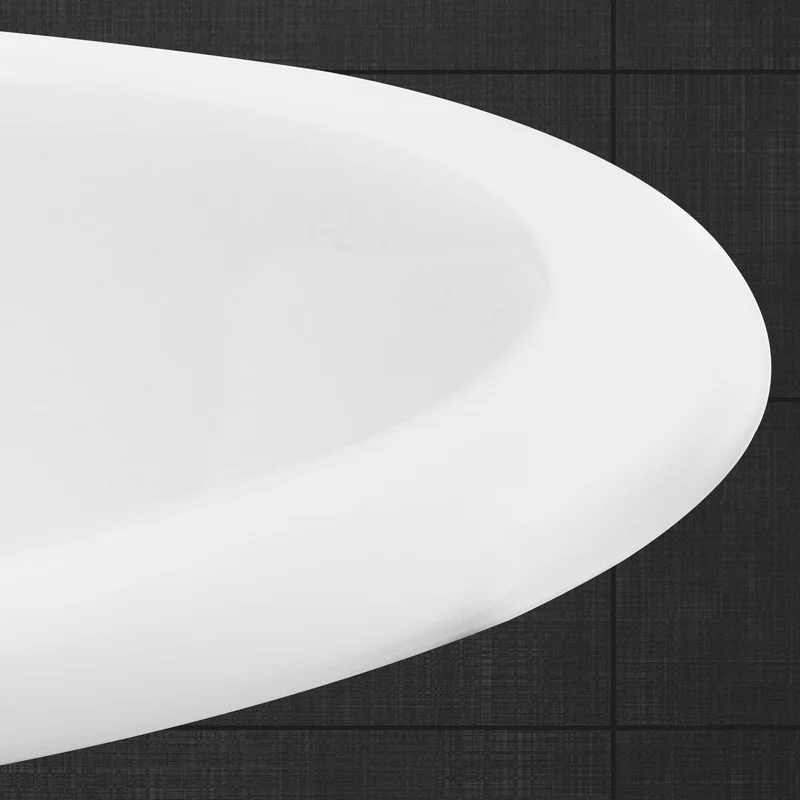 Waschbecken Oval mit Überlauf 57x48,5x19,5 cm Weiß aus Keramik LuxeBath