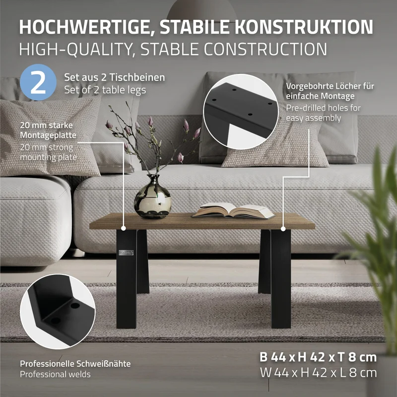 Tischbeine Tischgestell Trapez-Loft-Design aus Stahl ML-Design