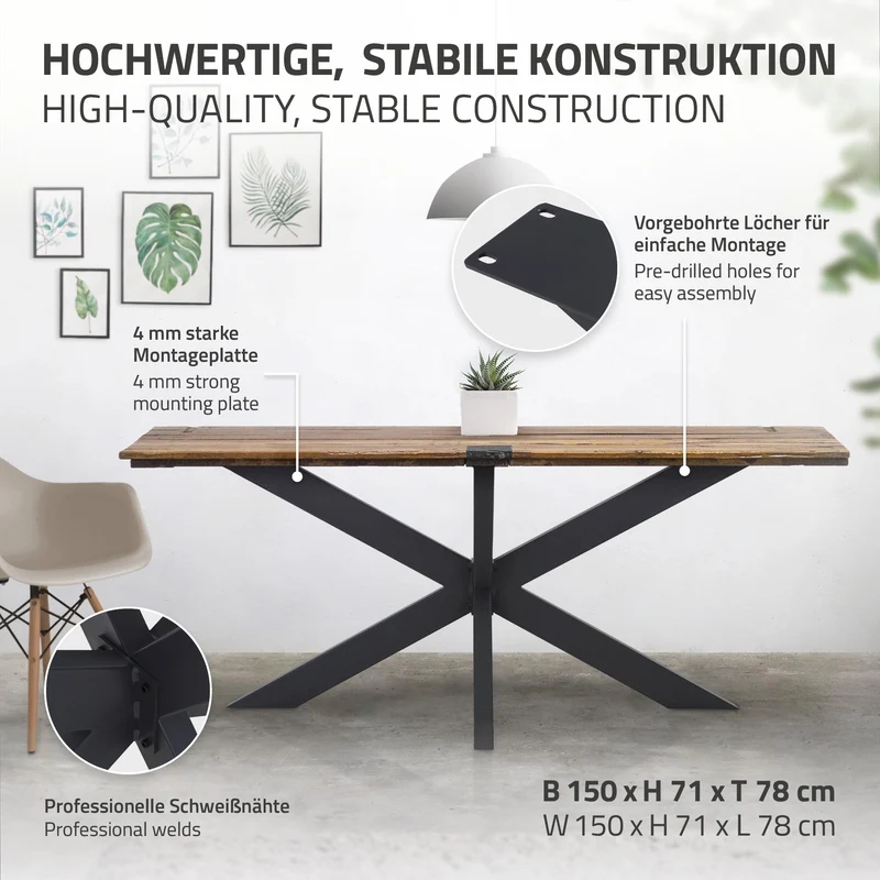 Tischbeine Tischgestell XX-Design aus Stahl ML-Design