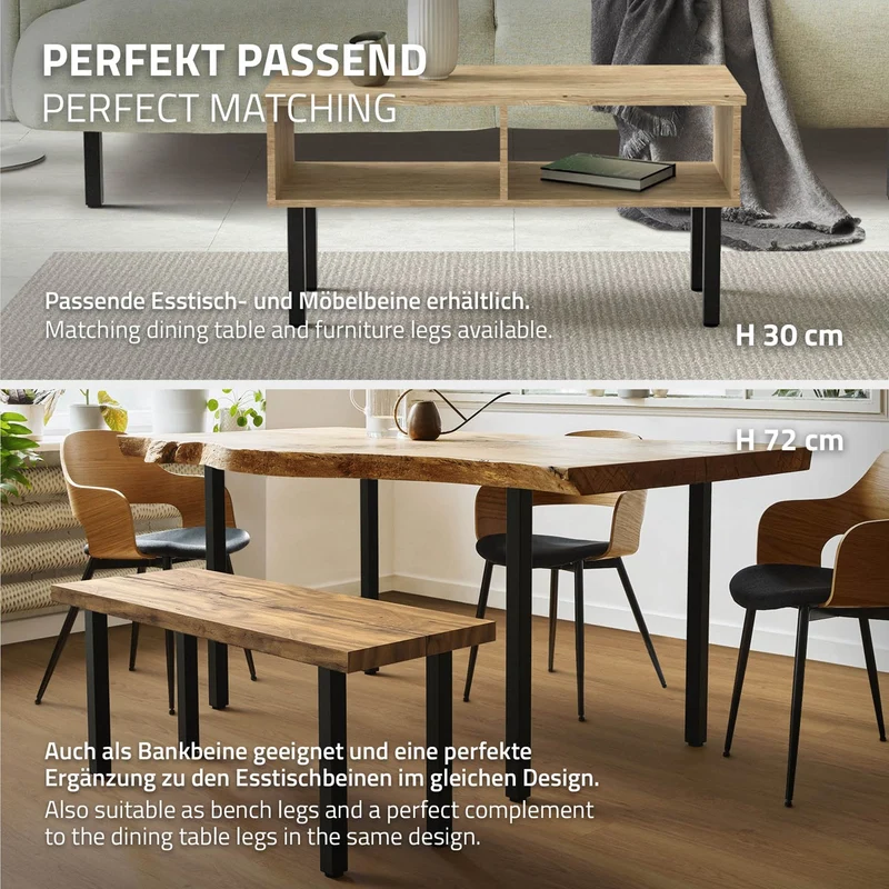 Tischbeine Tischgestell 4er Set I-Design aus Stahl ML-Design