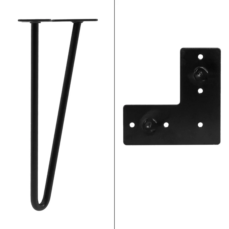 Tischbeine Tischgestell 4er Set Haarnadel-Design 2 Streben aus Stahl ML-Design