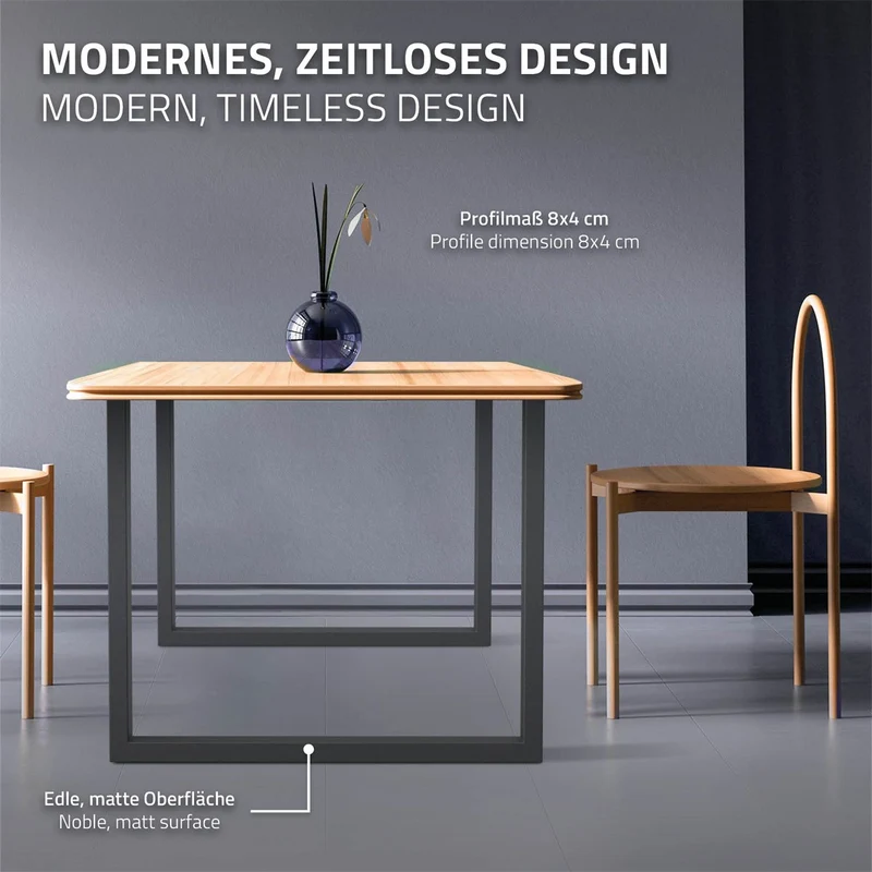 Tischbeine Tischgestell 2er Set U-Design aus Stahl ML-Design