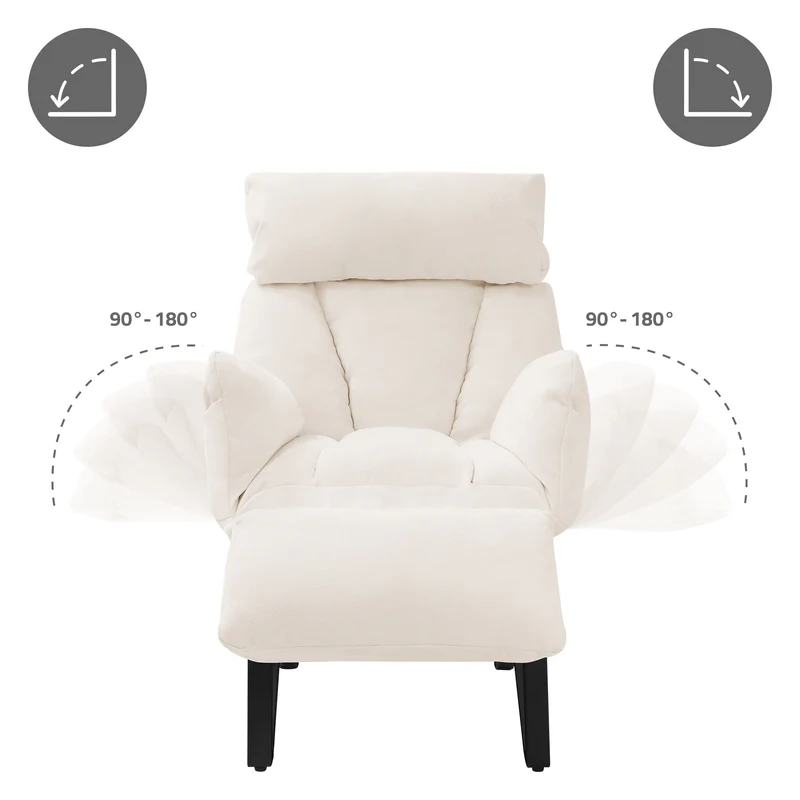 Relaxsessel in Leinen-Optik mit Armlehne & Liegefunktion ML-Design