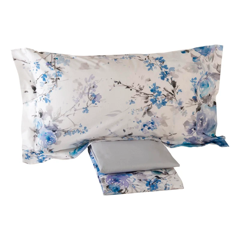 Completo Lenzuola rami di rose Floreale in Percalle