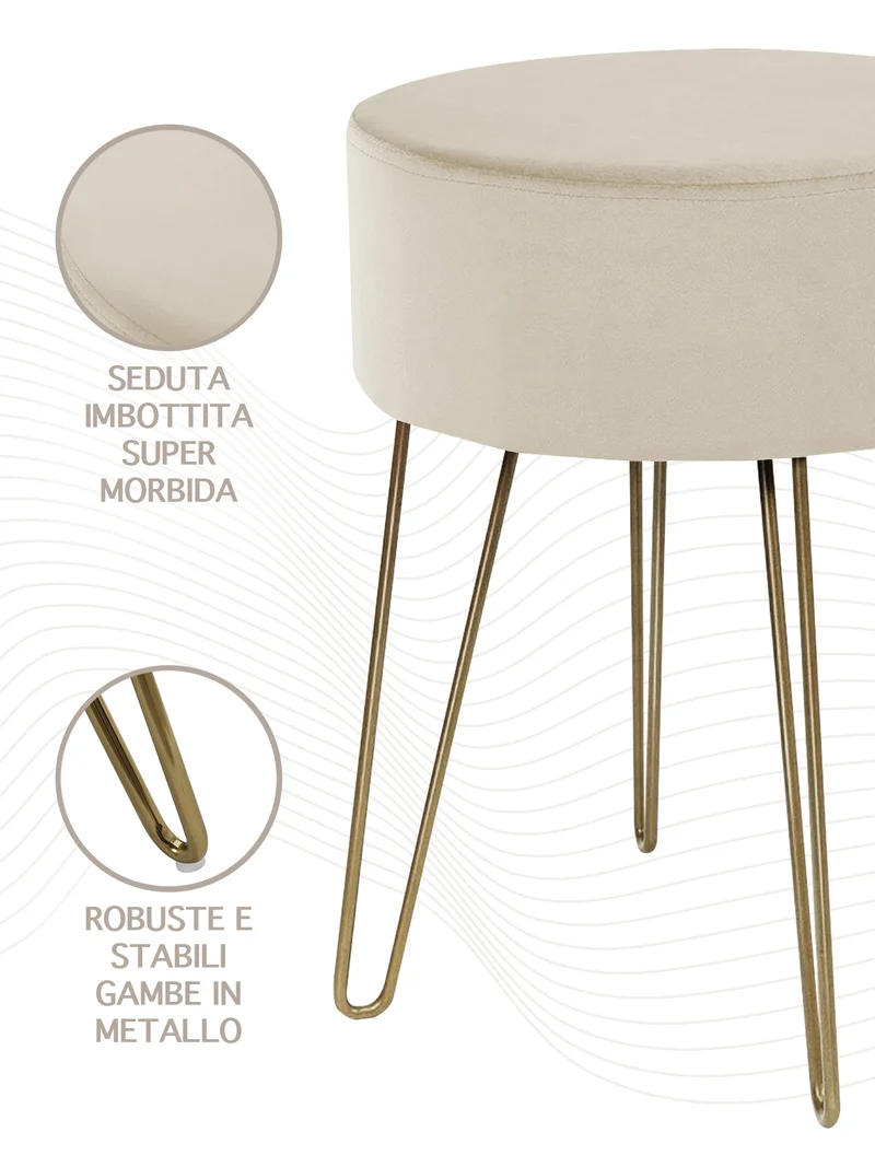 Pouf Poggiapiedi In Velluto Con Gambe Dorate Due Modelli Il Gruppone