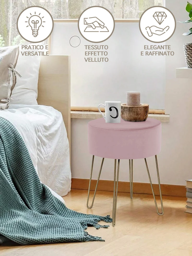 Pouf Poggiapiedi In Velluto Con Gambe Dorate Due Modelli Il Gruppone