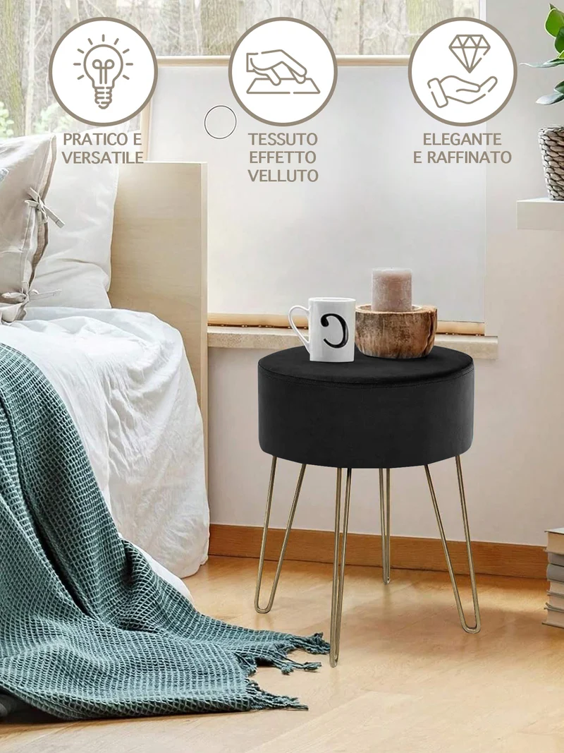 Pouf Poggiapiedi In Velluto Con Gambe Dorate Due Modelli Il Gruppone
