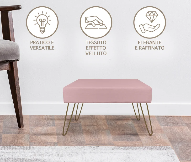 Pouf Poggiapiedi In Velluto Con Gambe Dorate Due Modelli Il Gruppone