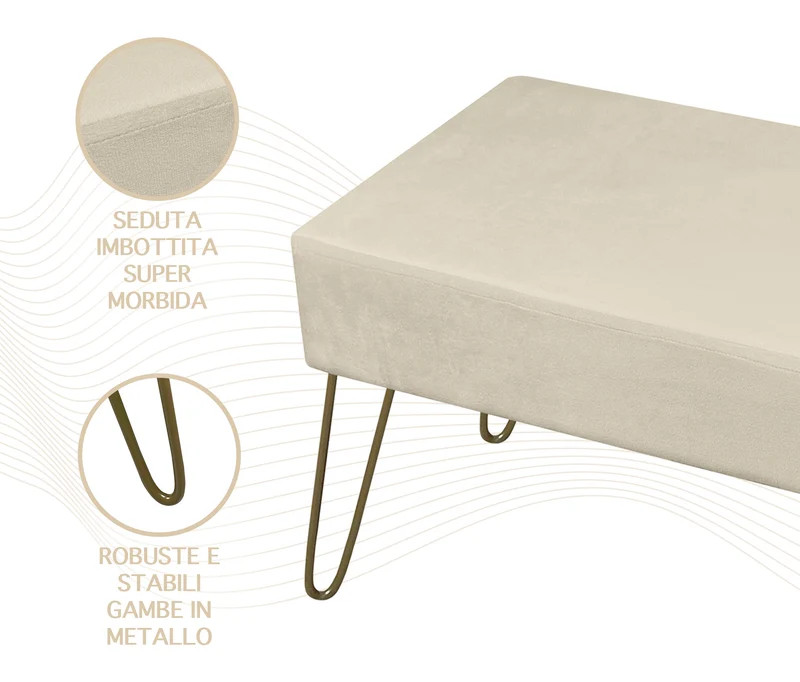 Pouf Poggiapiedi In Velluto Con Gambe Dorate Due Modelli Il Gruppone