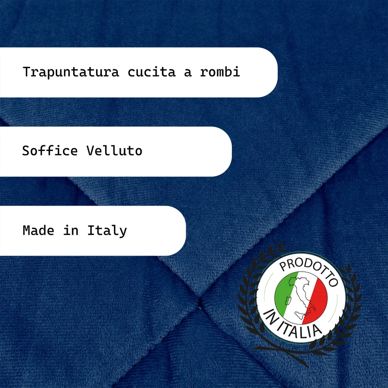 Trapunta Matrimoniale in Velluto Elegante Invernale Effetto Piuma 600 g/mq Made in Italy Il Gruppone
