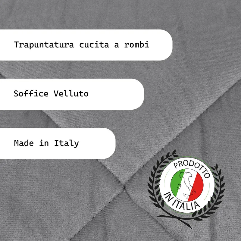 Trapunta Matrimoniale in Velluto Elegante Invernale Effetto Piuma 600 g/mq Made in Italy Il Gruppone