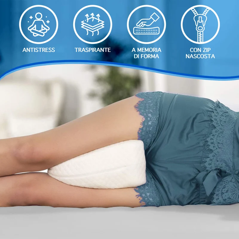Cuscino Gambe Ergonomico in Memory Foam per Ginocchia Certificato Oeko-Tex Il Gruppone