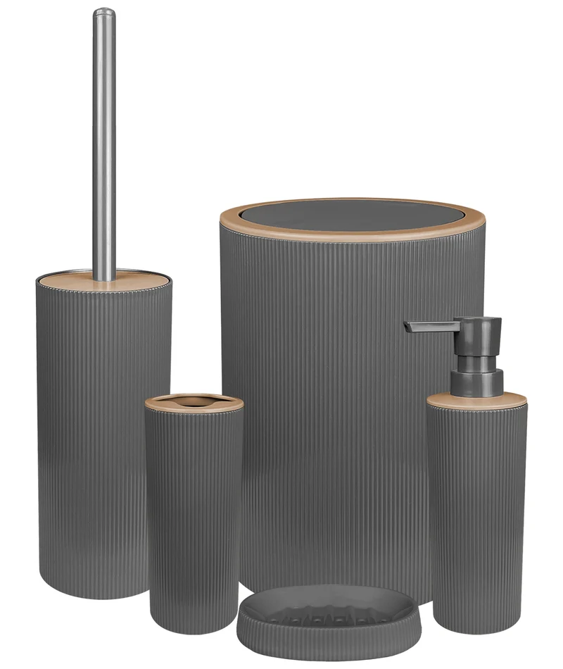 Set Accessori Bagno 5 Pezzi Design Moderno in Plastica Il Gruppone