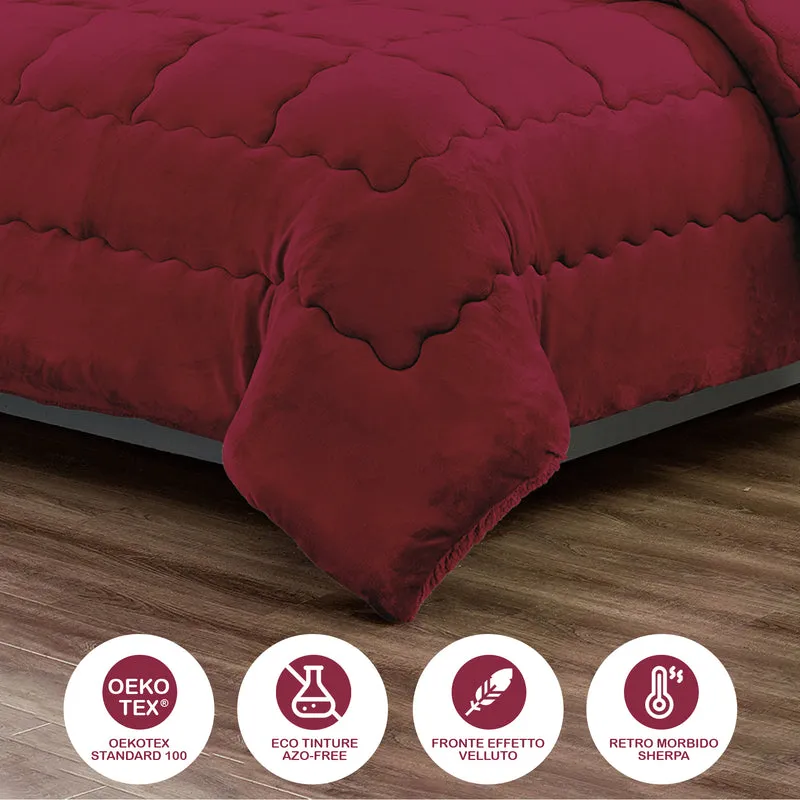 Trapunta Matrimoniale in Velluto con Retro Sherpa Invernale Effetto Piuma 560 g/mq Duck Friendly Il Gruppone