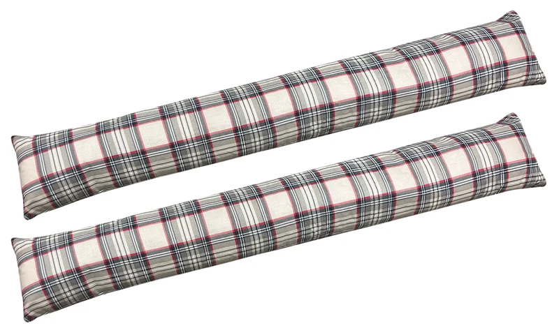 2x Paraspifferi Imbottiti Isolante Per Porte E Finestre Lavabili Sfoderabili In Cotone Risparmio Energetico Fermaporta Paravento 110Cm