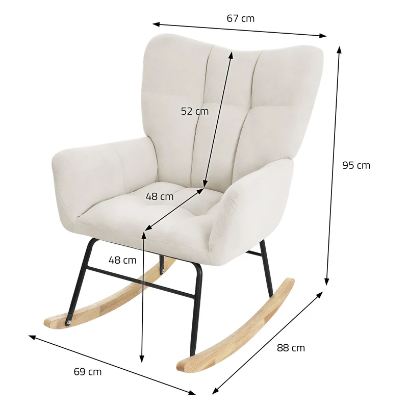 Schaukelstuhl Schaukelsessel in Frottee mit Armlehne bis 120 kg ML-Design