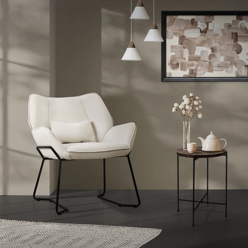Relaxsessel Loungesessel mit Leinenbezug mit Armlehne ML-Design