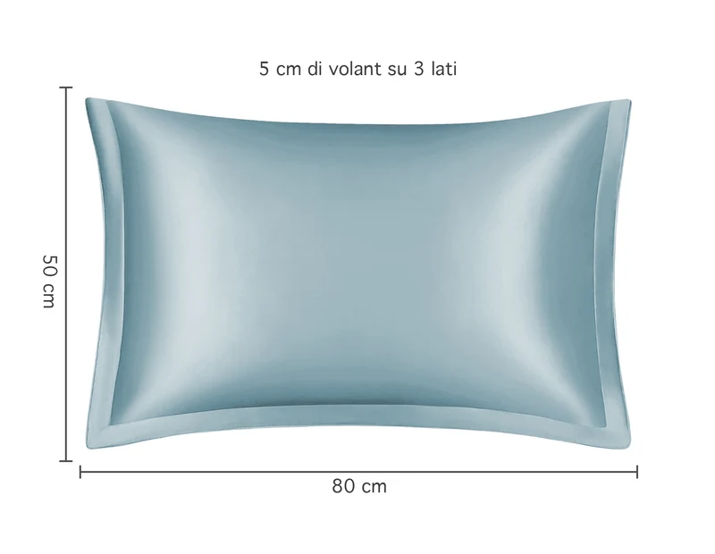 Federa 100% Seta Di Gelso 50x80Cm Con Volant da 5 Cm Retro In Tencel Di Eucalipto Il Gruppone