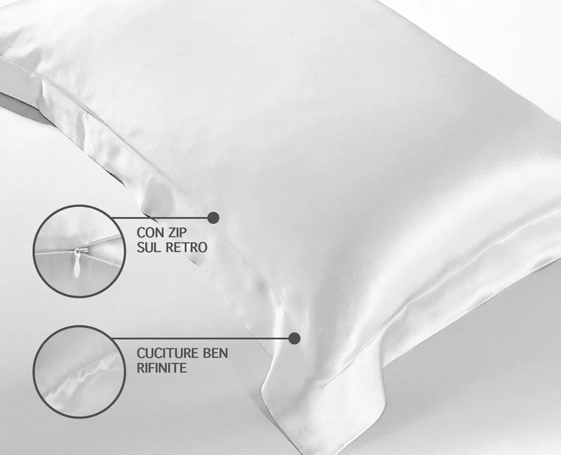 Federa 100% Seta Di Gelso 50x80Cm Con Volant da 5 Cm Retro In Tencel Di Eucalipto Il Gruppone