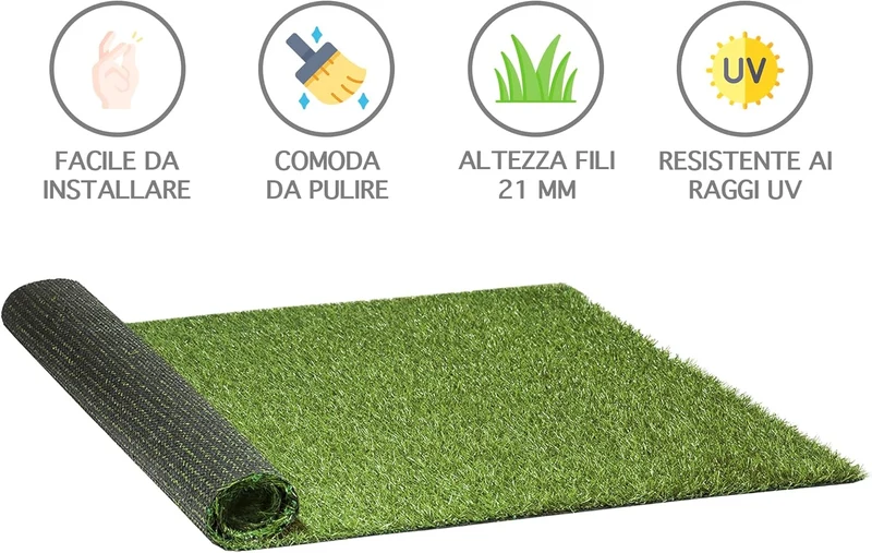 Passatoia in Erba Sintetica 20 mm Bicolore Drenante Resistente UV per Balcone e Terrazzo Il Gruppone