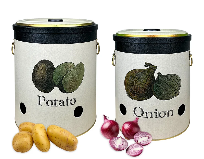 Set 2 Pezzi Contenitore Per Patate Cipolle Aglio Con Coperchio Il Gruppone
